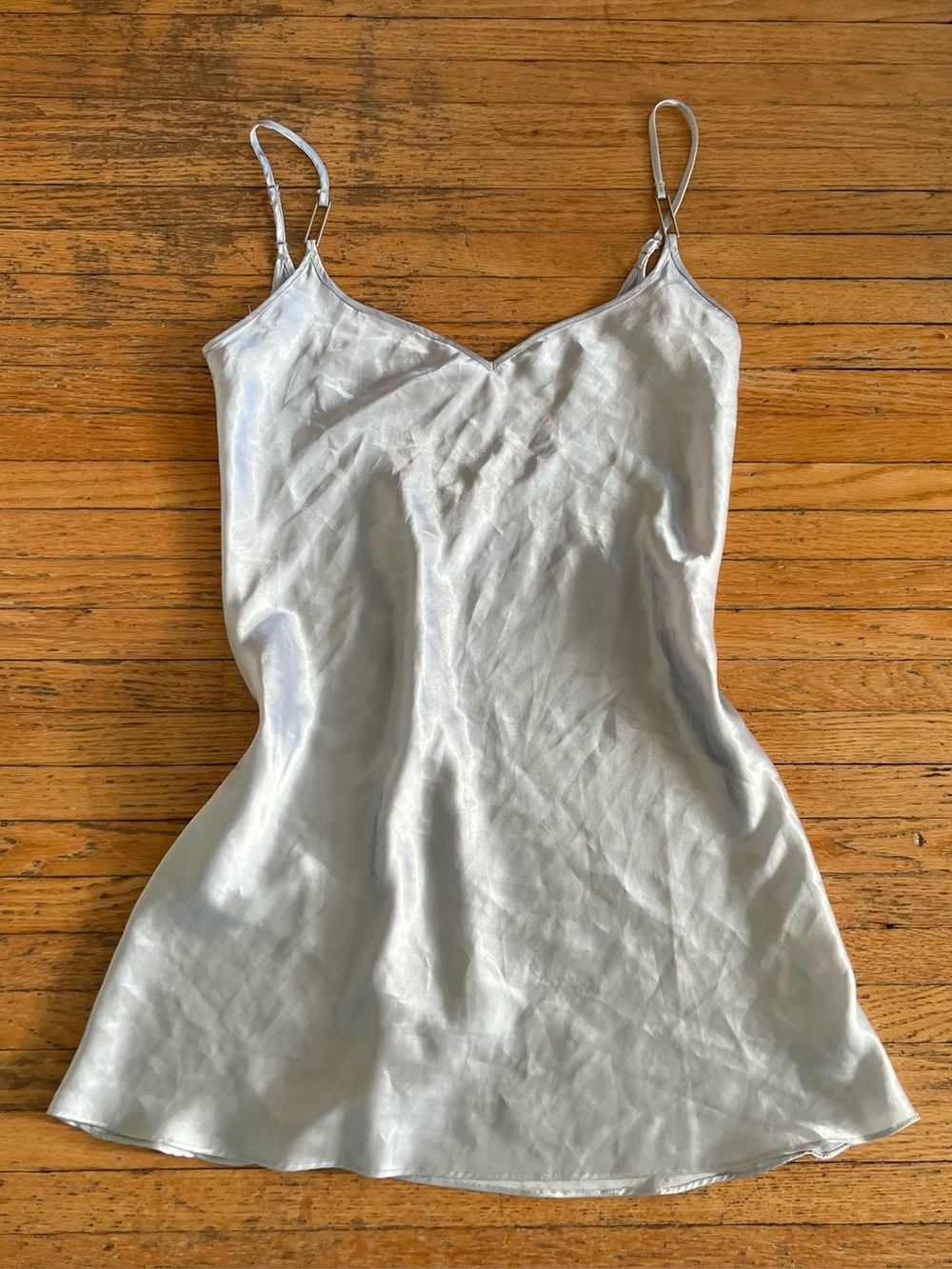 Vintage Silk & Satin Silver Mini Slip Dress